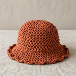 Scalloped Edge Cotton Bucket Hat