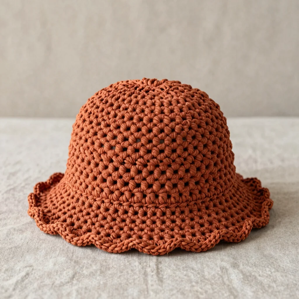 Scalloped Edge Cotton Bucket Hat